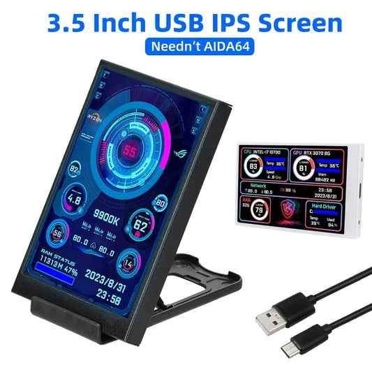 Écran secondaire IPS Type C de 3,5 pouces pour ordinateur CPU GPU RAM HDD Affichage 320 * 480 USB LCD Monitor Windows 10 11